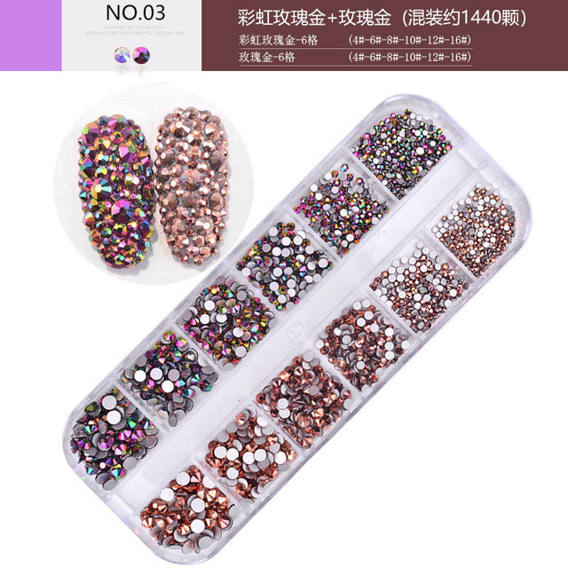 boxes / set of AB crystal rhinestone diamond gem 3D glitter nail art decoration beauty