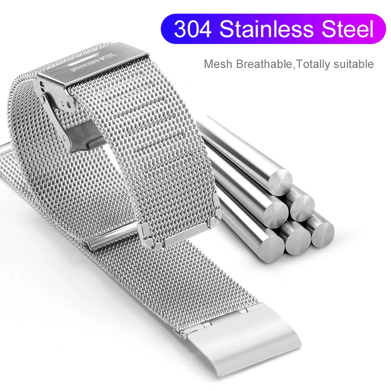 18 20 22mm Milanese Mesh Band For Garmin Venu 2 2S Sq Stainless Steel Watch Wrist Strap For Vivoactive 3 Music 4 4S Vivomove 3S