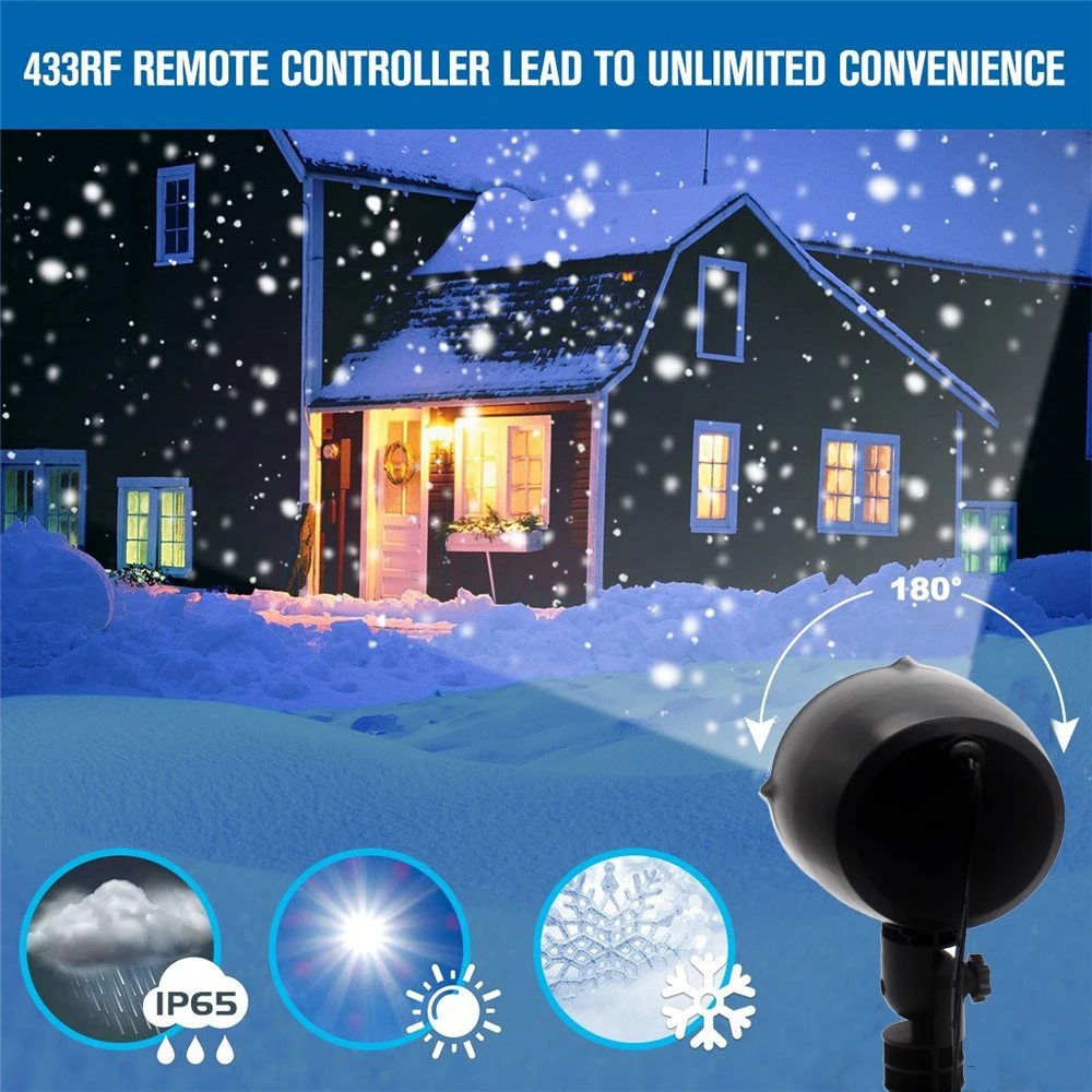 Outdoor Christmas Projector Lamp Snowing Projector Light  Landscape Garden indoor Decoration Remote Control Spotlight D30