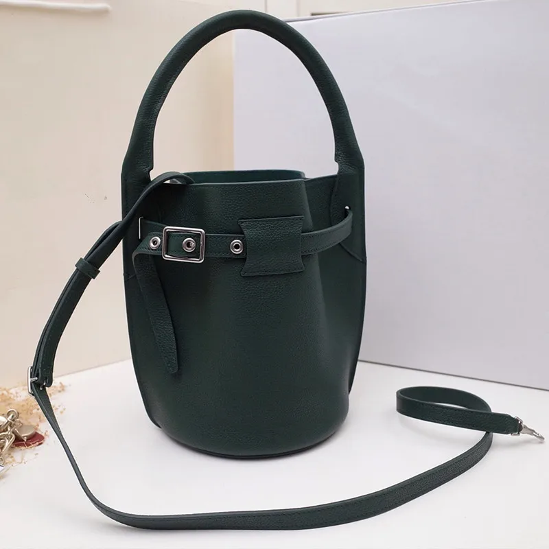 

2019 New Simple Women's Genuine Leather Bag Diagonal Straddle Single Shoulder Bag Retro Bucket Women's Bag