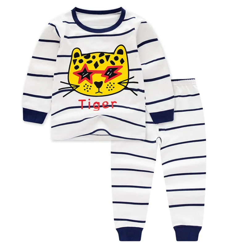 Осенне-весенние детские пижамные комплекты Одежда для маленьких девочек пижамы для мальчиков, пижамы для девочек, детская одежда для сна Детская футболка с длинными рукавами+ штаны - Цвет: A4