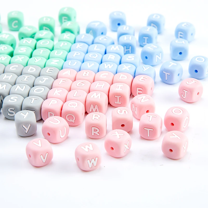 

10pc Letter Silicone Beads 12mm Baby Teether English Silicone Alphabet Letter DIY Pacifier Chain Teething Necklace Baby Products