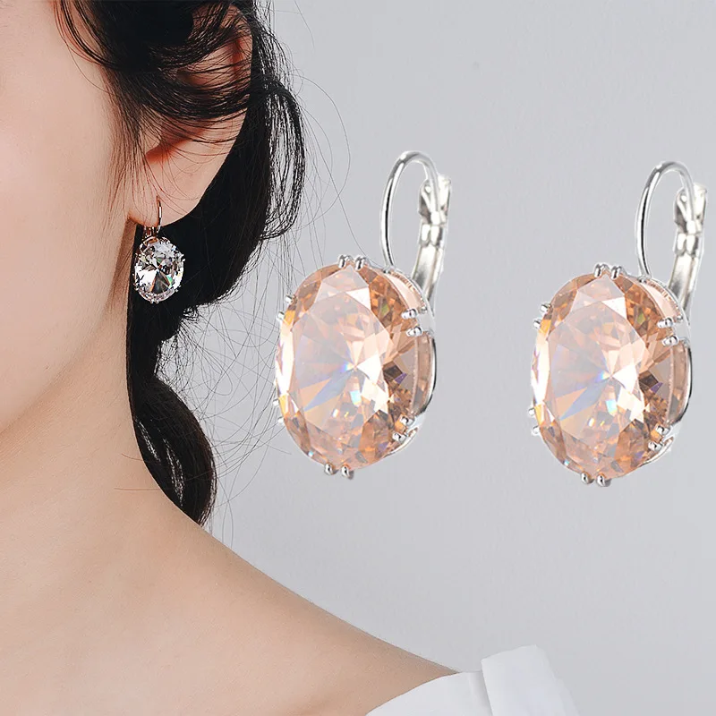 KingDeng Earring Crystal Luxury Jewelry Blue Fashion Women Accessories Trendy Bling Topaz Charm Earrings Rhinestone Copper Cute | Украшения