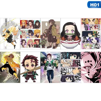 

Demon Slayer Kimetsu No Yaiba Anime Card Sticker Pack DIY Waterproof Card Scrub Card Sticker Classic Stickers 10 Pcs