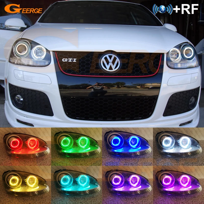 Для Volkswagen VW Golf Rabbit Jetta Golf GTI R32 MKV MK5 2005-2010 ксенон RF Bluetooth APP мульти-Цвет RGB светодиодные ангельские глазки