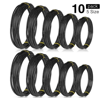 

10 Rolls Bonsai Wires Anodized Aluminum Bonsai Training Wire in 5 Sizes - 1.0 mm, 1.5 mm, 2.0 mm, 2.5 mm, 3.0 mm Black