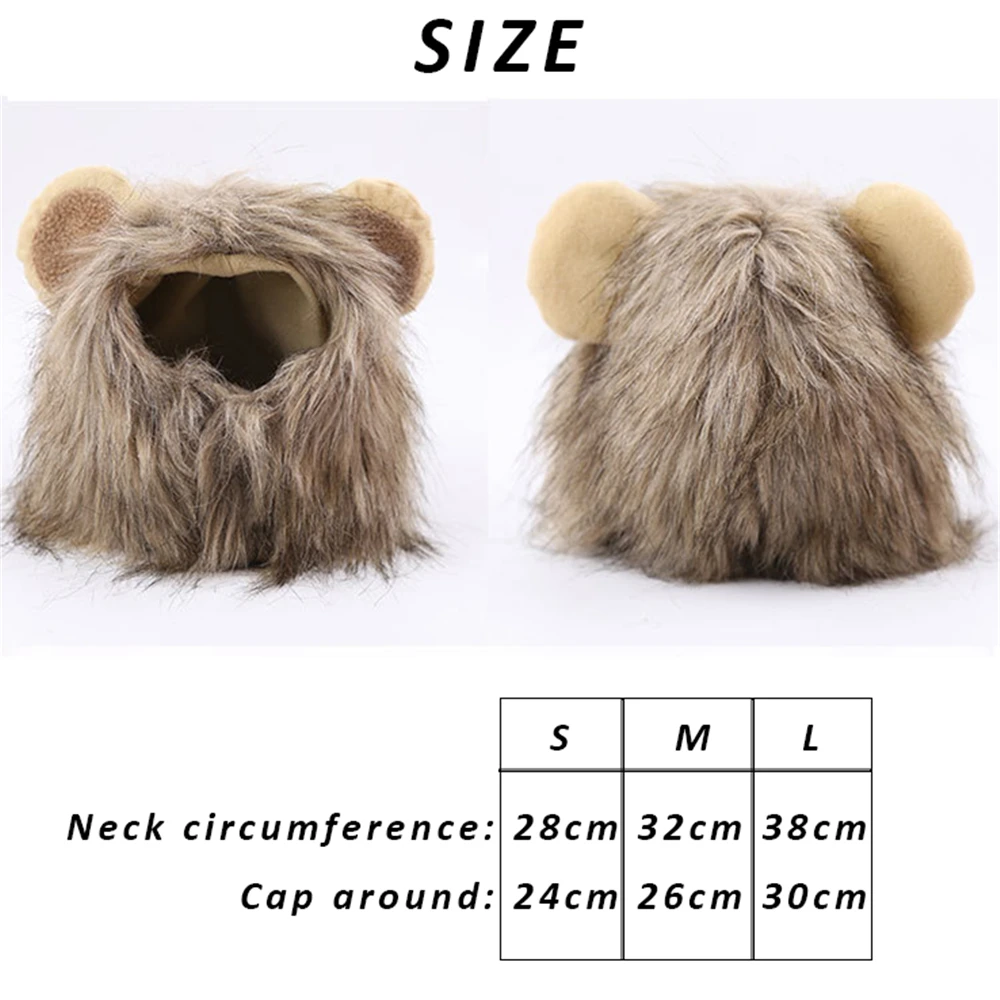 Funny Cat Hat Decorate Cute Lion Headgear Pet Caps Adjustable Velcro in Winter Pet Lovely Hats for Halloween Birthday Rabbits