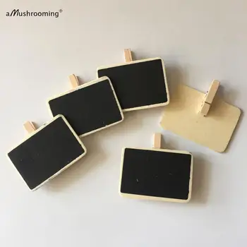 

100pcs/lot Mini Wood Scroll Black Wooden CHALKBOARD Peg For Wedding/Party/Dining Room Baby Shower Decoration