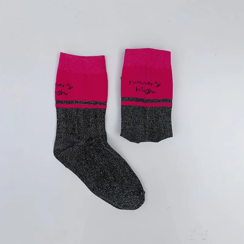 red Корейские серебряные флуоресцентные носки женские модные Лоскутные цветные хлопковые носки с буквенным принтом удобные повседневные носки Sox уличная одежда - Цвет: red