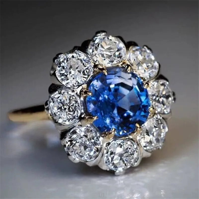 

Modyle Gold Color Flower Sharp Big Zircon Stone Rings for Women Fashion Wedding Engagement Jewelry