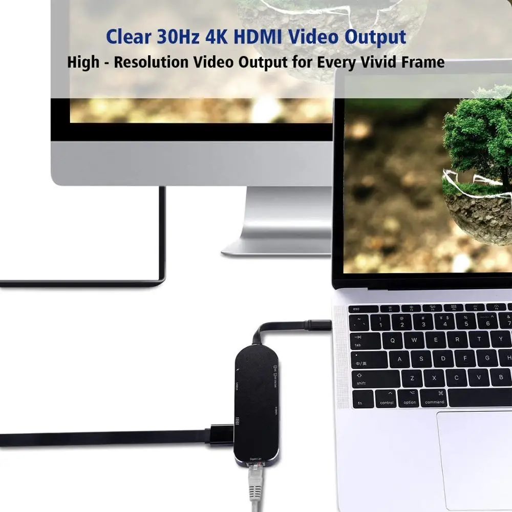 7 в 1 конвертер type C USB C концентратор к HDMI 4K адаптер 10/100/1000 м RJ45 порт USB C разветвитель док-станция для ноутбука MacBook USB-C концентратор