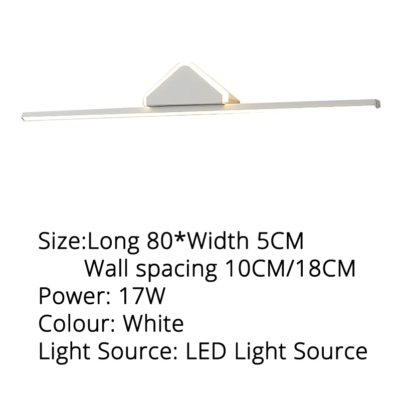 B White 80x5cm 17w 9 Вт-22 Вт современный акриловый зеркальный светодиодный светильник для ванной комнаты настенный светильник для внутреннего освещения бра для дома - Цвет абажура: B White 80x5cm 17w