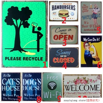

Please Recycle ! 20x30cm Vintage Tin Signs Retro Metal Sign for Wall Art Decor Bar Pub Home Wall Decor Retro Metal Art Poster