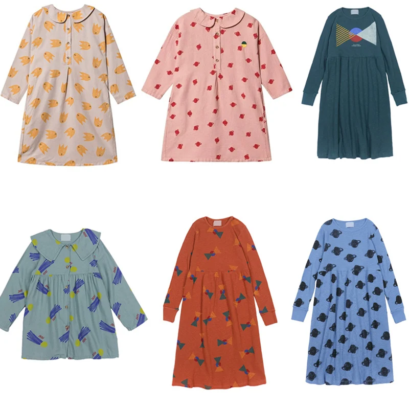 Коллекция года, Осенние брендовые Детские платья модные вечерние платья в полоску для девочек, новое рождественское платье с длинными рукавами и принтом детская хлопковая одежда