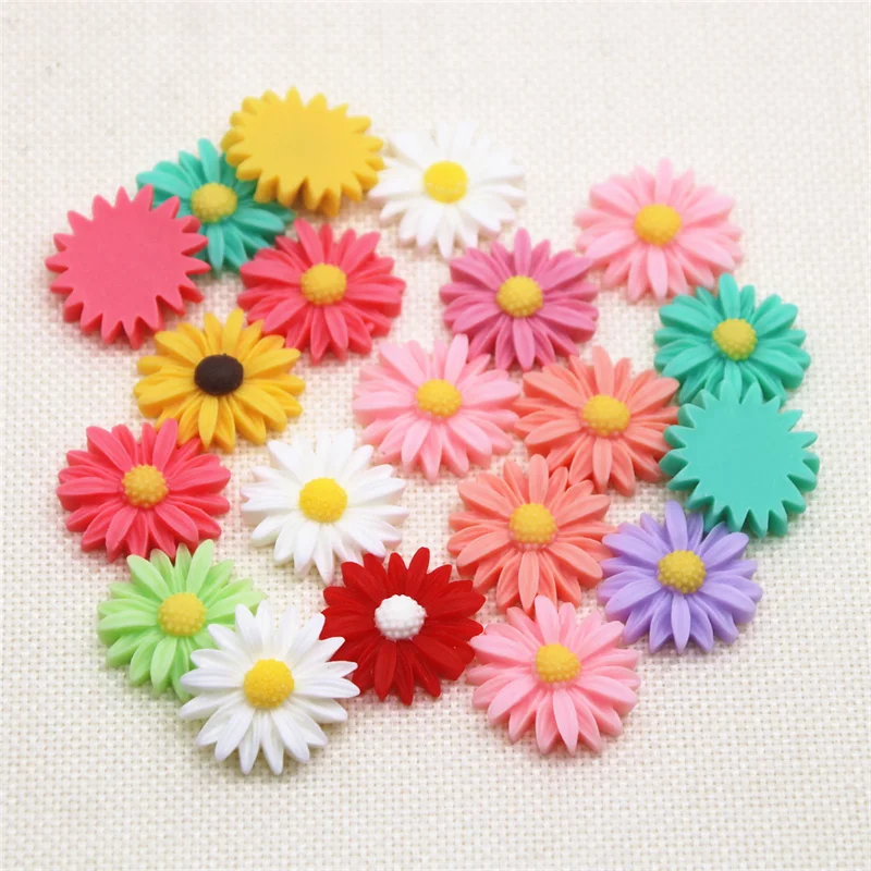 Mixed Color daisy flower resin flatback cabochon DIY jewelry/phone decoration Art Accessories No Hole 20pcs