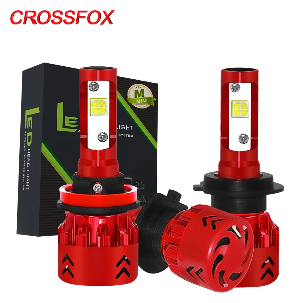 CROSSFOX автомобильные аксессуары авто лампа H7 светодиодный H4 9005 HB3 9006 HB4 H1 светодиодный H11 H9 H8 фары свет наборы ламп 12v 6000K 12000LM
