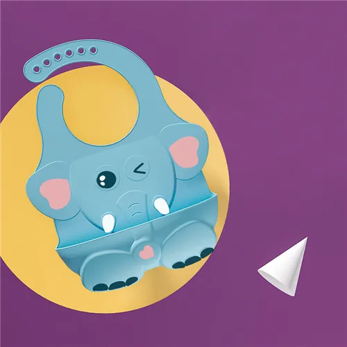 cute blue elephant Детские Силиконовые непромокаемые детские нагрудники для кормления, мягкая регулируемая ткань для кормления, бандана, нагрудник С Рисунком Слона - Цвет: cute blue elephant