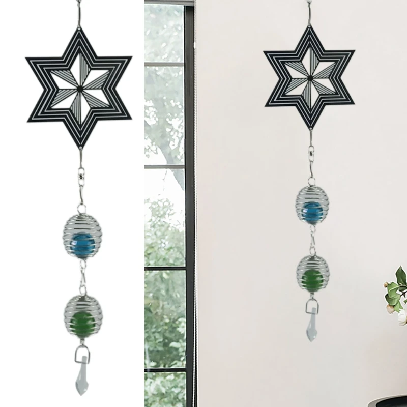 10cm Stainless Steel 3D Rotating Wind Chime Garden Pendant Wind Bell for Outdoor Balcony Courtyard Home Decoration