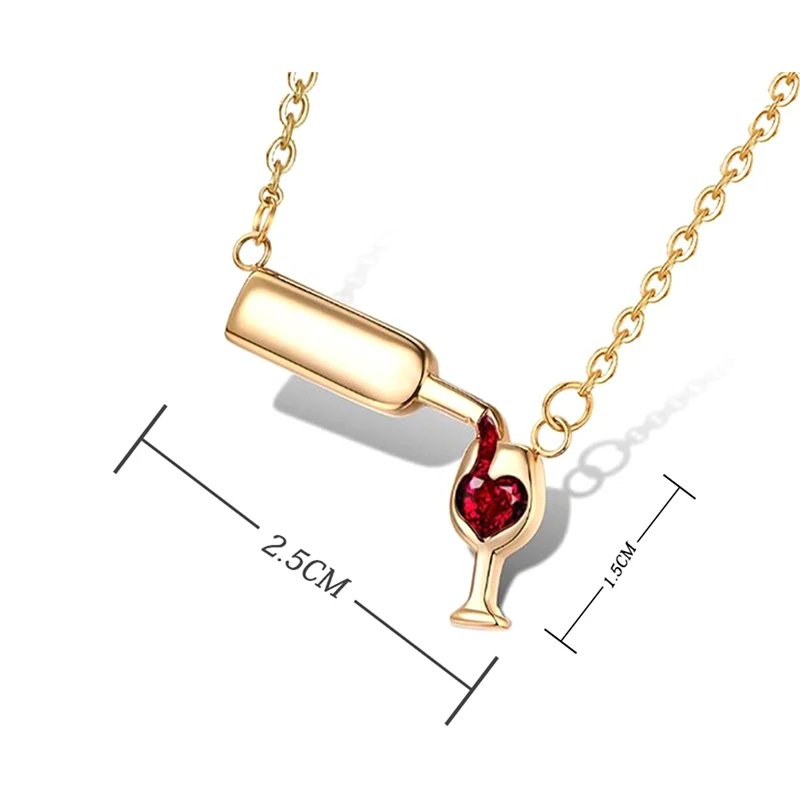 1Pcs Wine Glass Design Necklace Women's Fashion Surgical Steel Cubic Zirconia &amp Pendant 3 Colors | Украшения и аксессуары
