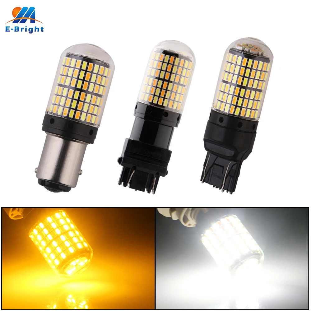 1797 S25 1157 BAY15D P21/5W LED RGB Bulb Amber Yellow White Red 16 Color  Changing Brake Lights Turn Signal Reverse Tail Bright Strobe Car Trunk  Remote