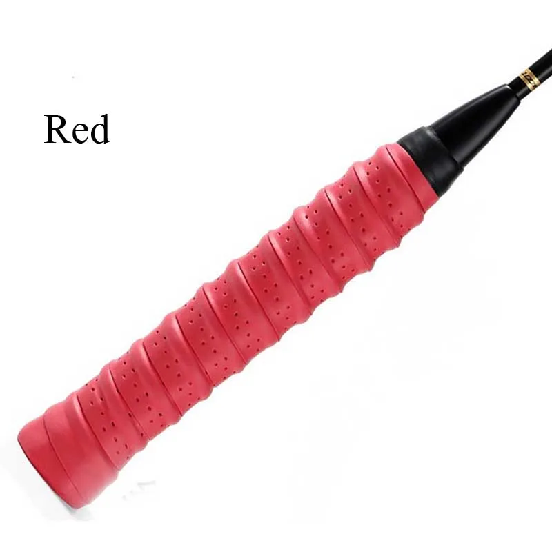 Anti Slip Racket Over Grip Roll Tennis Badminton Squash Handle Overgrips Tape Badminton Racket Sweat Breathable Band - Color: Red