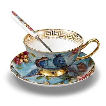 

European Tea Cup Set and Saucer Afternoon Tea Teacup Bone China Coffee Cup Expresso Cup Tazas De Ceramica Creativas Bb50