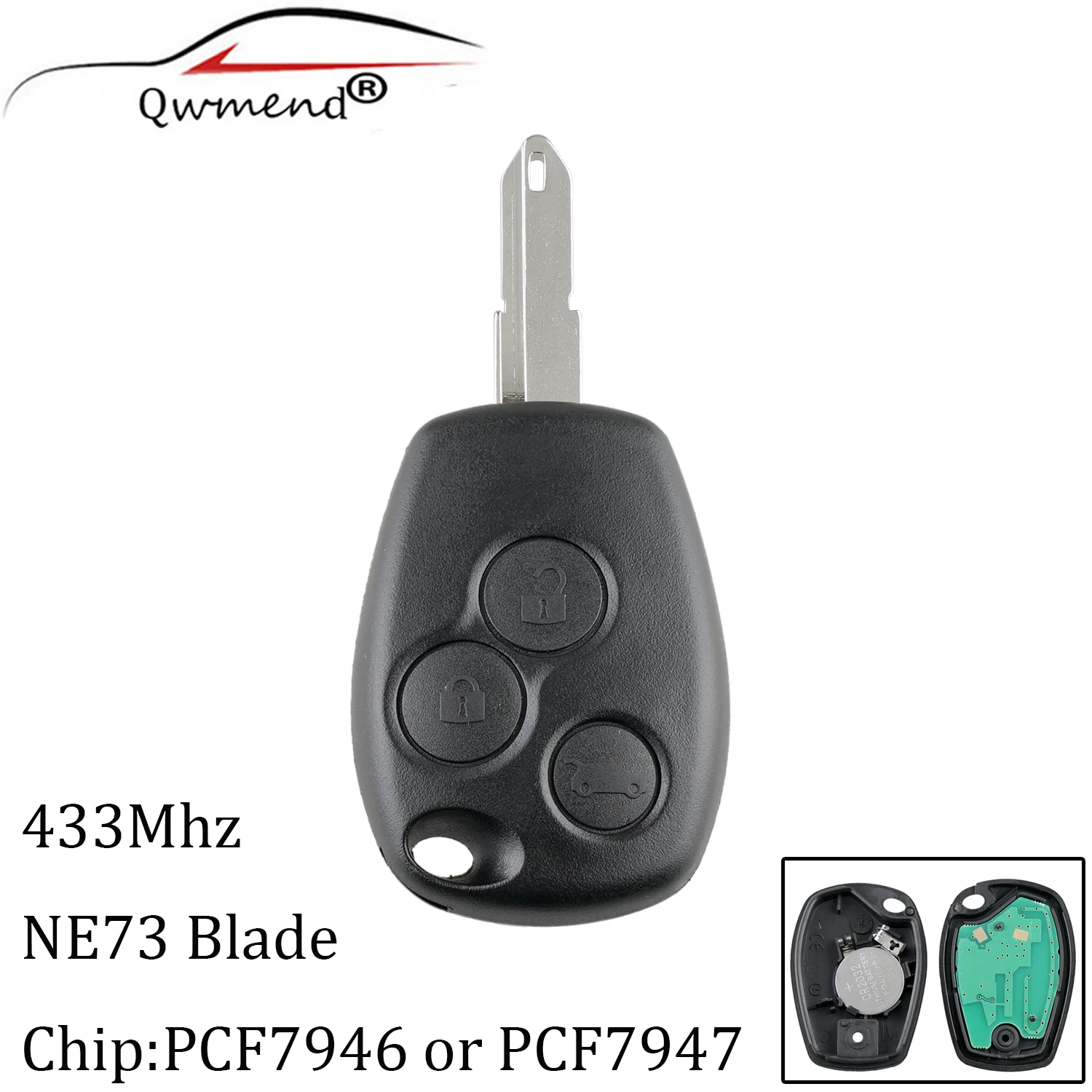 

2pcs*3B NE73 Blade Remote key For Renault Duster Logan Fluence Clio Vivaro Movano Master Traffic Kangoo PCF7946/PCF7947 Chip