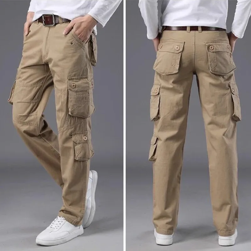 

New Mens Tactical Pants Multiple Pocket Elasticity Military Urban Commuter Tacitcal Trousers Men Slim Fat Cargo Pant 5XL