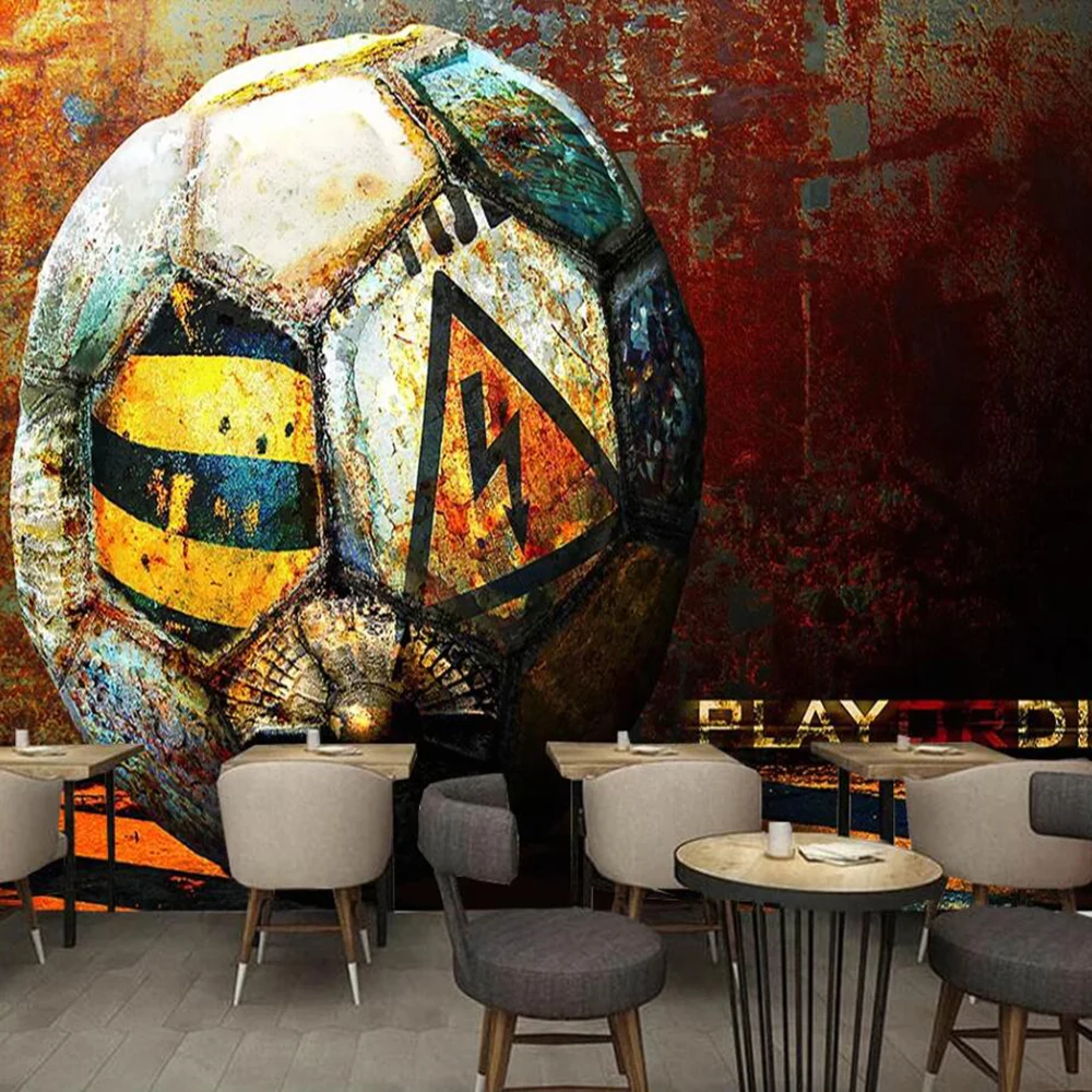 

Dropship Custom Large 3D Wallpaper Mural Retro Factory Football Metal Tooling Background Wall Decoration Mural Wallpaper