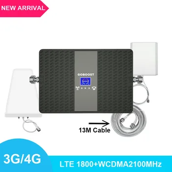 

LCD display Mobile Signal Amplifier 4G network DCS1800+WCDMA2100mhz Cellular Signal booster Dual Band Repeater with LDPA Antenna