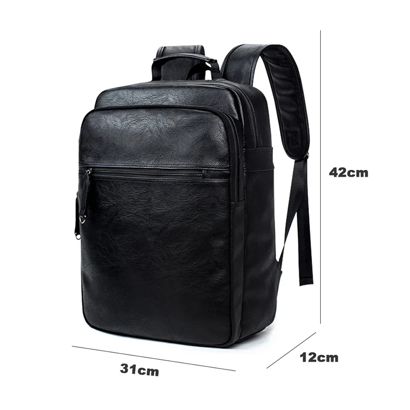 For 14 inch Мужской рюкзак из искусственной кожи, мужской рюкзак для ноутбука 15,6, 14 дюймов, винтажные рюкзаки для школы, USB зарядное устройство, рюкзак для путешествий, Mochila - Цвет: For 14 inch