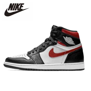 

Original Nike Air Jordan 1 Retro High Black Men's Basketball Shoes Women High-top Comfortable Sports Outdoor Sneakers 555088-061