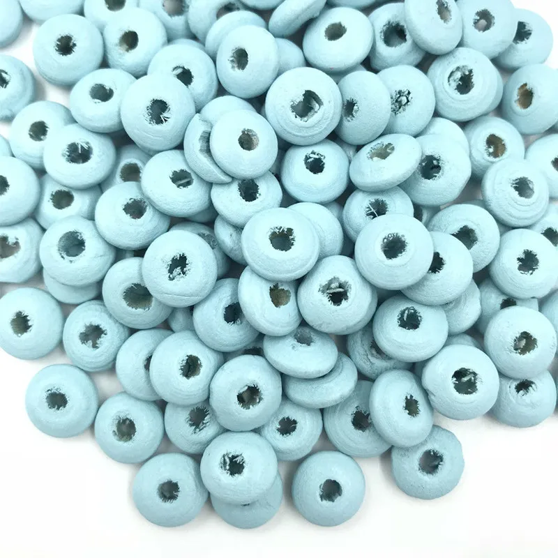 light blue-200 DIY 200 шт деревянные разделительные бусины для изготовления ювелирных изделий детские игрушки ремесла аксессуары 9 мм - Цвет: light blue-200