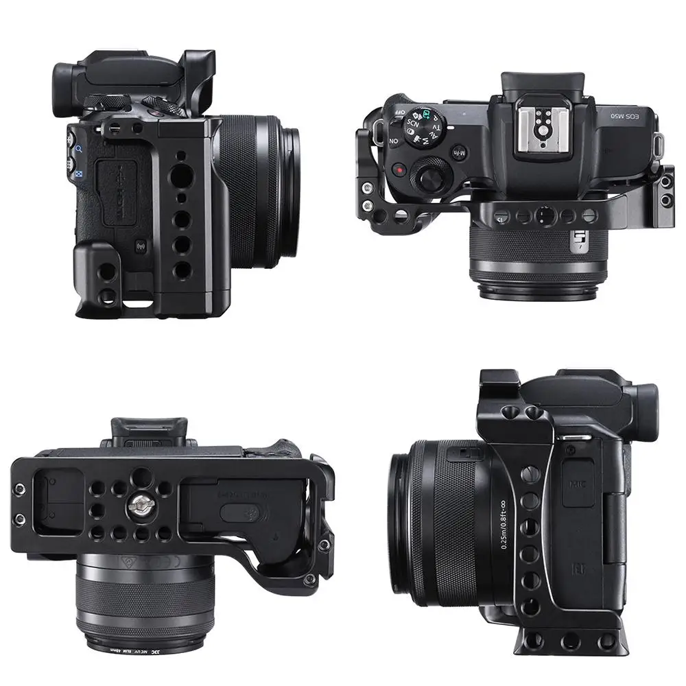 DishyKooker профессиональная клетка для DSLR камеры для Canon M50 M5 Arca быстросъемная клетка для EOS M50 с отверстием Arri для горячего башмака 1/" 3/8"