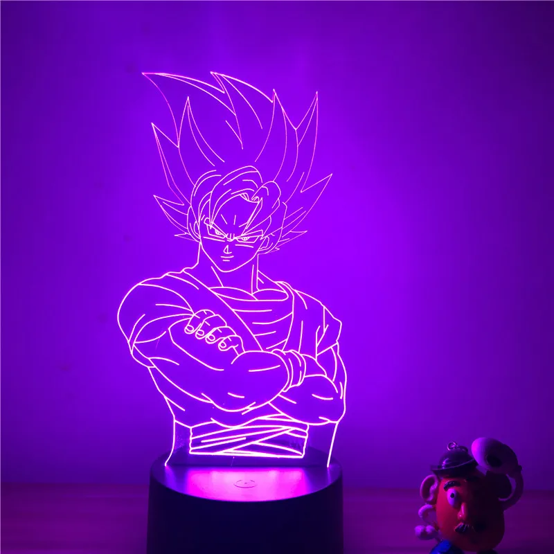 3D светодиодный ночной Светильник Dragon Ball Z Вегета супер фигурку 7 цветов сенсорный оптический Иллюзия настольная лампа для дома украшения модель