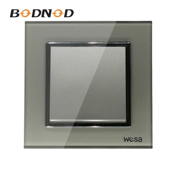 

Wall Button Switch EU Standard Wall Switch Luxury Grey Crystal Glass, 1 Gang 1 Way Plastic Wall Switch FB-01