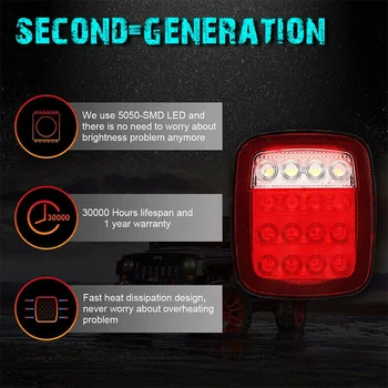 

Red Car LED Lights Replacement Accessories Stop Turn Signal 16LED Marker