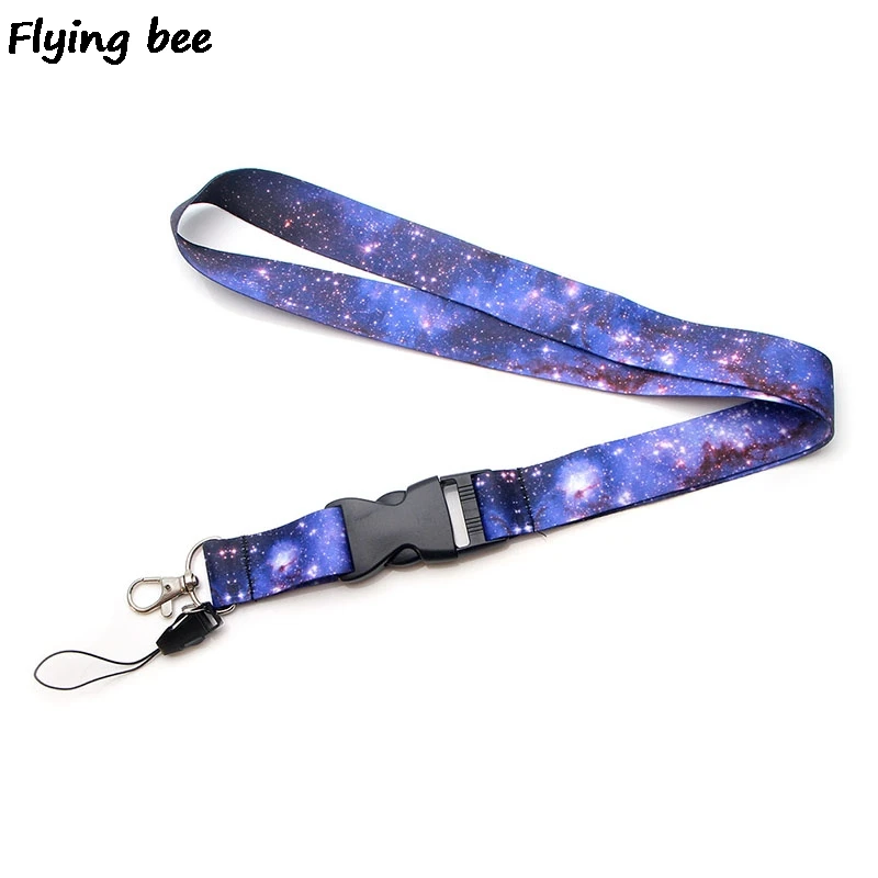 Flyingbee Starry sky Cool Purple Lanyard Phone Rope Keychains Lanyard for Keys ID Card Cartoon Lanyards For Men Women X0384 flyingbee colorful fashion lanyard phone rope keychains phone lanyard for keys id card cartoon lanyards for men women x0463