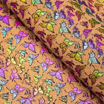 

Colored butterflies pattern Cork fabric COF-385