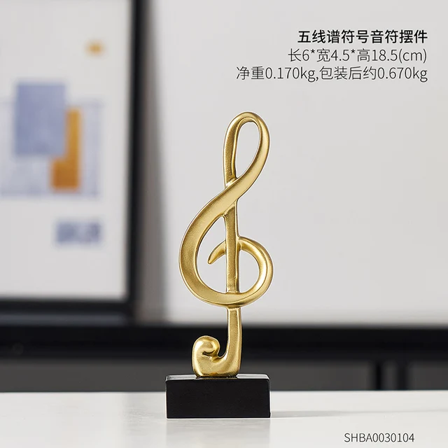 home decor accessories figurine decorative art statuette Golden musical note Handicraft Living Room Wine Cabinet Desk Ornaments height 18.5cm