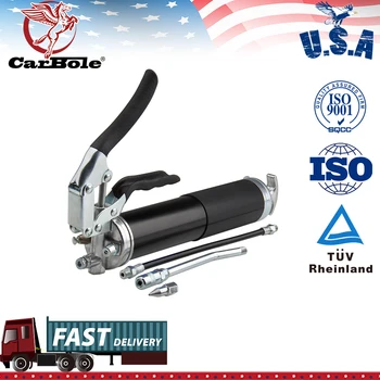 

Carbole Black Heavy Duty 6000PSI Grease Gun Pistol Grip 400cc 14oz Lubrication W/12" Flex Hose and a 5-1/2" Metal Extension