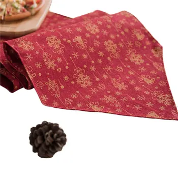 

Christmas Table Runner Bronzing Campanula Snowflake Cotton Linen Home Living Room Table Decoration American Country Table Runner