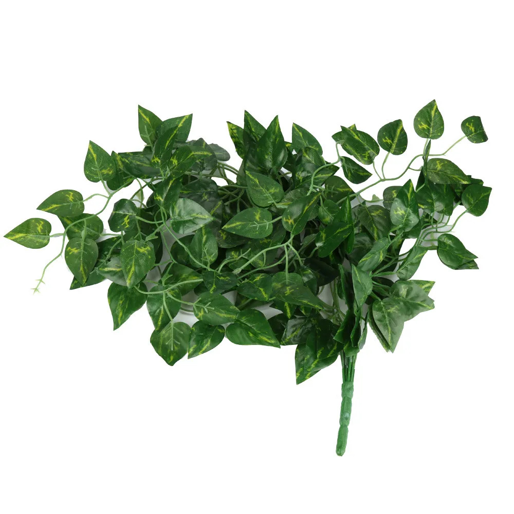 1Pcs Artificial Plants Fake Hanging Vine Plant Leaves Garland Home Garden Wall Decoration Green (2)