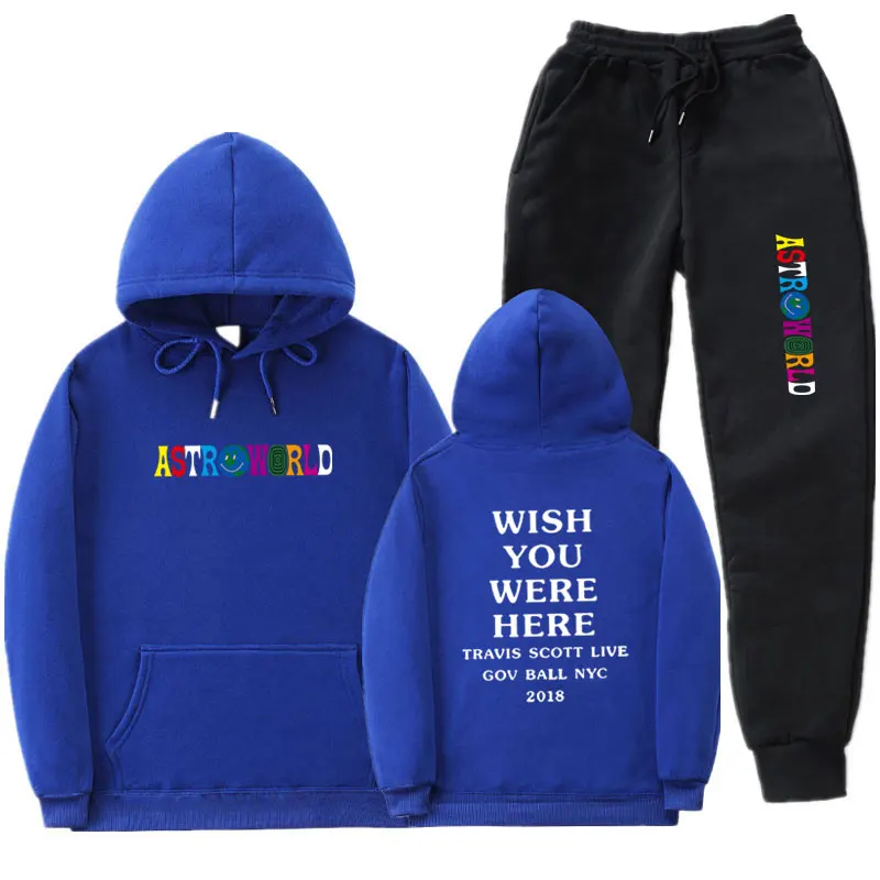 Blue MK65 Уличная Толстовка ASTROWORLD, спортивный костюм Мужская спортивная одежда, Комплекты Толстовки и штаны, повседневные, желаю вам здесь, толстовки, спортивный костюм - Цвет: Blue MK65
