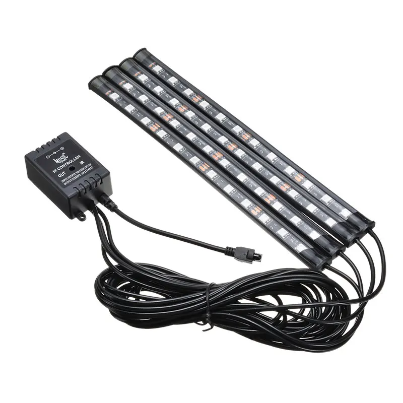 Mayitr, 4 шт., DC12V 5050SMD 12LED RGB, неоновый светильник для салона автомобиля+ пульт дистанционного управления, 16 цветов