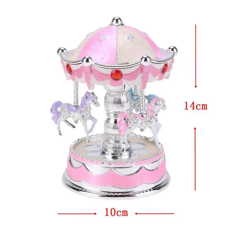 Romantic Crown Music Box Emitting Clockwork Carousel Kid Birthday Gift Box