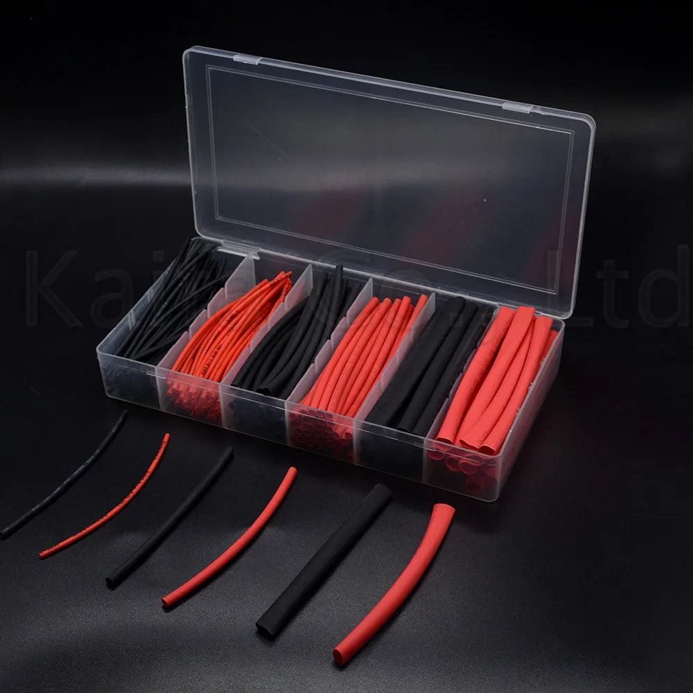 190pcs /lots 2:1 3 Sizes φ1.5 φ3.0 φ6.0 Assortment Polyolefin H-type Heat Shrink Sleeve Wrap Wire Cable Kit