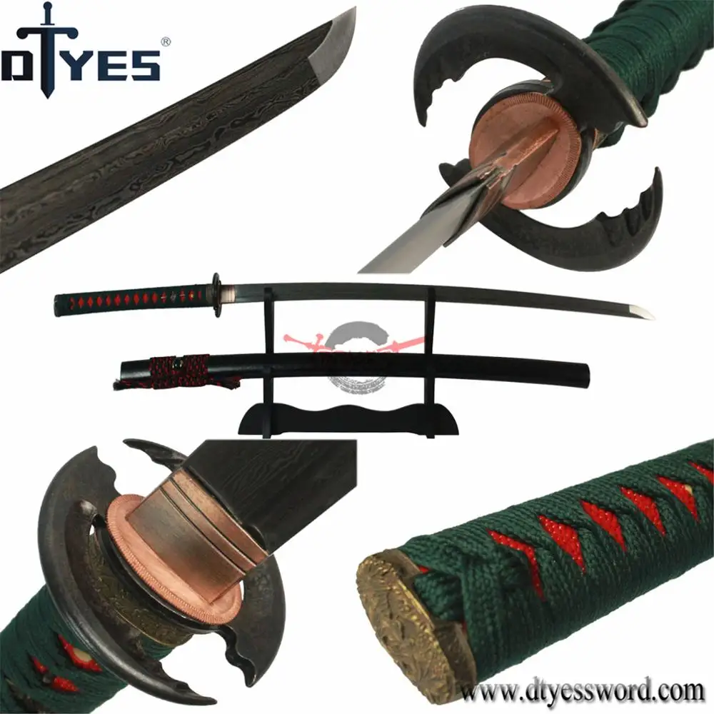 

DTYES Full Handmade Japanese Samurai Katana Sword Damascus Steel 10 Times Folded 1024 Layers Bo-Hi Blade Razor Sharp