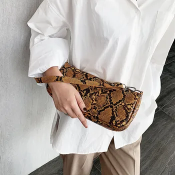 

Snake Pattern Women's Handbag Retro Girl Snake Leather Bag Shoulder Bag Zipper Tote Bag 2020 New Наплечные сумки Сумка сумка