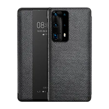 

Luxury Genuine Leather case Smart View Window Flip case Cowhide case for HUAWEI P30 P40 PRO LITE MATE 20 30 PRO